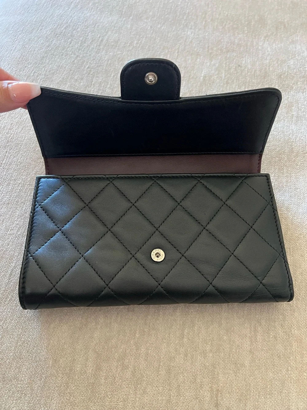 Chanel Classic Long Flap Wallet Lambskin Authentic Good Condition